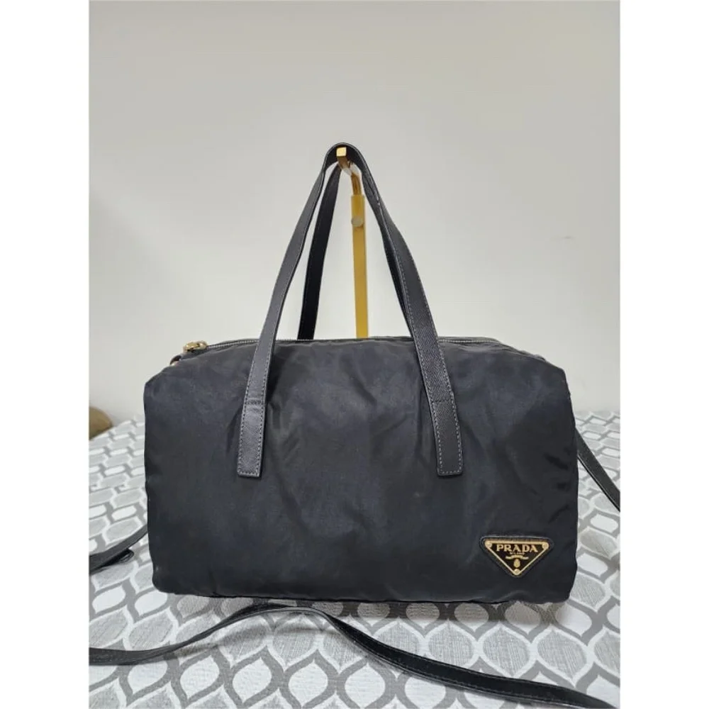Authentic PRADA Tessuto Two-Way Boston Bag Black